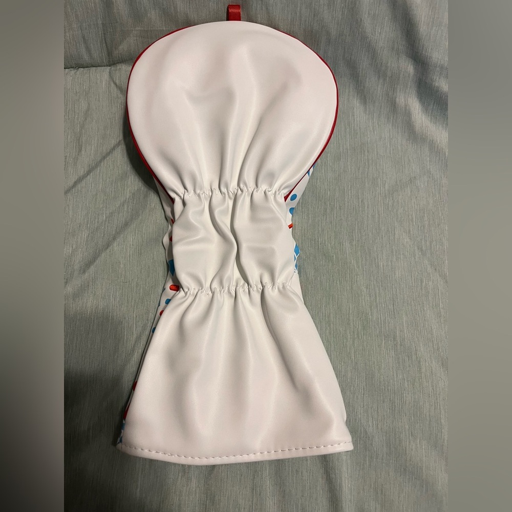 White Golf Club Headcover with Red & Light Blue Party Print - Picture 2 of 2
